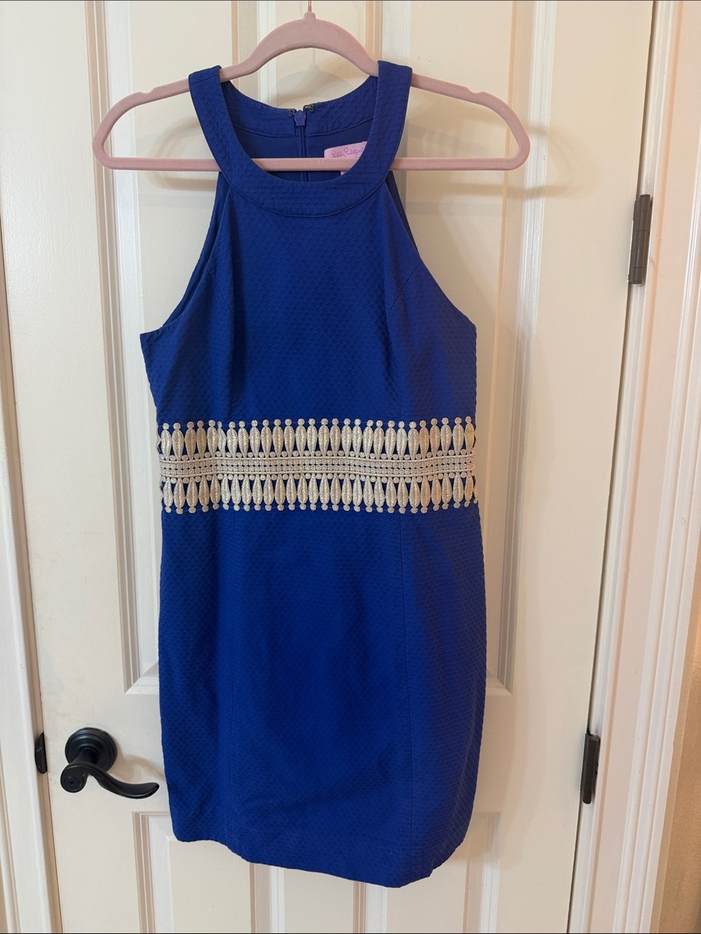 Lilly Pulitzer Royal Blue Sleeveless Dress with Cream Waist Trim